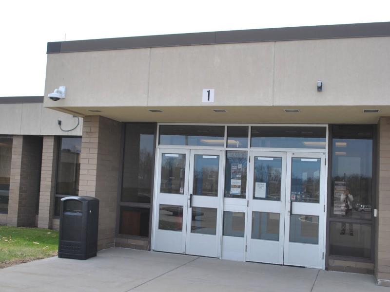 Exterior of school with camera in view